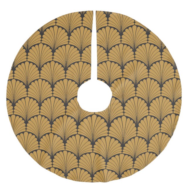 Art Deco Geometric Floral Texture Brushed Polyester Tree Skirt (Front)