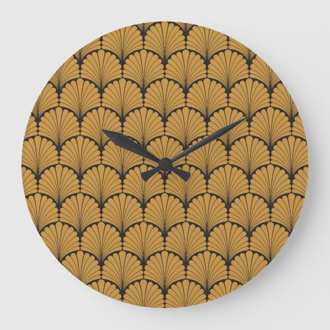 Art Deco Geometric Floral Texture Large Clock (Front)