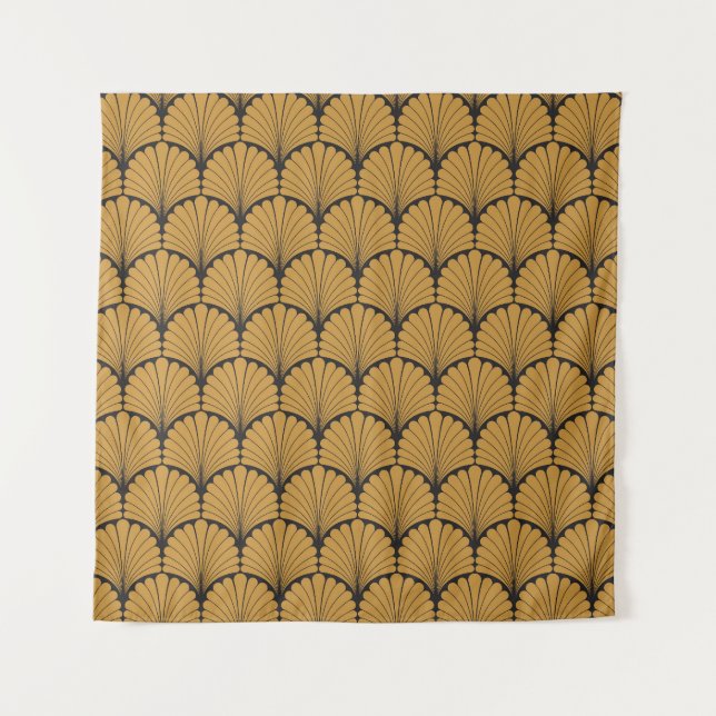 Art Deco Geometric Floral Texture Tapestry (Front)