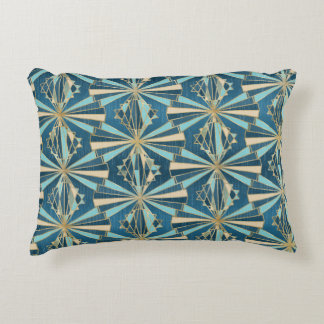 Art Deco Geometric Gold, Blue & Teal Luxury Glam Accent Pillow