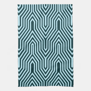 Art Deco Geometric - indigo and ice blue Kitchen Towel