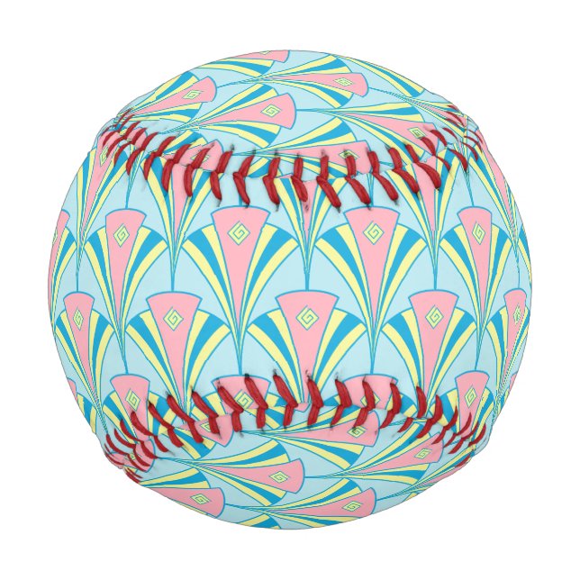 Art Deco Geometric Pastel Fan Design Baseball (Back)