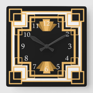 Art Deco Geometric Pattern Custom Square Wall Clock