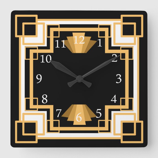 Art Deco Geometric Pattern Custom Square Wall Clock (Front)