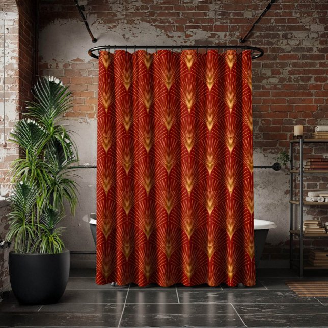 Art-Deco Geometric Pattern In Gold & Red (Creator Uploaded)