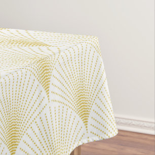Art Deco Geometric Pattern In Gold & White Tablecloth