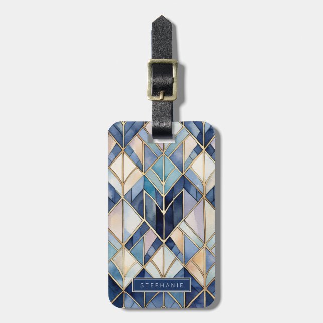 Art Deco Geometric Pattern Luggage Tag (Front Vertical)