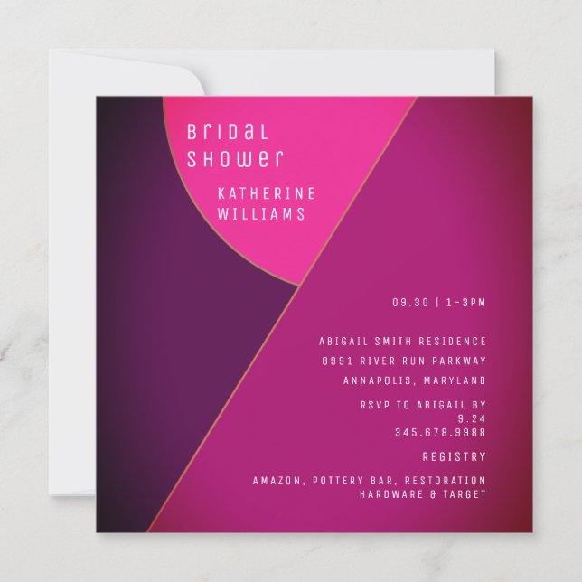 Art Deco Geometric Pink Square Bridal Shower Invitation (Front)
