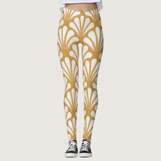 Art Deco Geometric Sea Shell Leggings (Front)