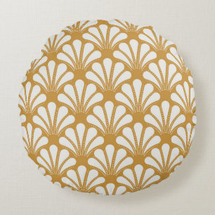 Art Deco Geometric Sea Shell Round Pillow