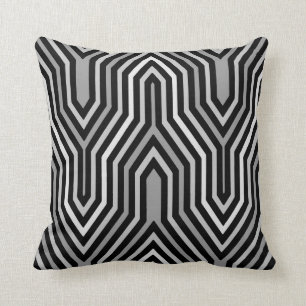 Art Deco Geometric - shades of grey / grey Throw Pillow