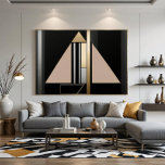 Art Deco Geometric Structure Canvas Print<br><div class="desc">Elevate your space with this sophisticated geometric art. Symmetrical shapes in deep black,  metallic gold,  and beige create an Art Deco-inspired composition. Precise lines and luxurious contrast bring balance and modernity. Ideal for premium branding,  executive offices,  and high-end interior decor.</div>