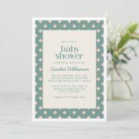 Art Deco Geometric Teal and Pink Baby Shower 