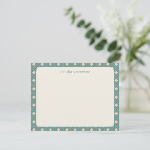 Art Deco Geometric Teal and Pink Personalized Name Card