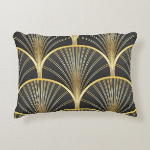 Art Deco Geometric Texture Illustration Accent Pillow