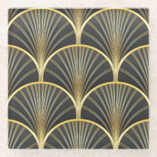 Art Deco Geometric Texture Illustration Glass Coaster