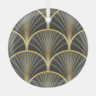 Art Deco Geometric Texture Illustration Glass Ornament