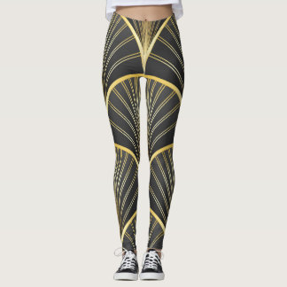 Art Deco Geometric Texture Illustration Leggings
