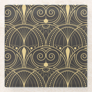 Art Deco Geometric Tiles Luxury. Glass Coaster