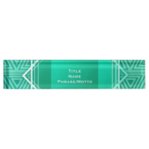 Art Deco Geometric turquoise & white Nameplate