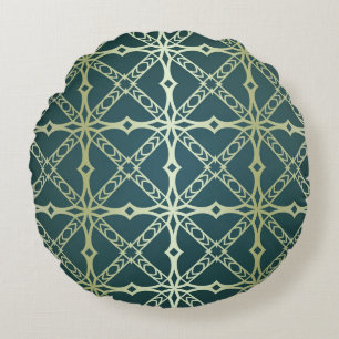 Art-deco, geometric vintage luxury round pillow