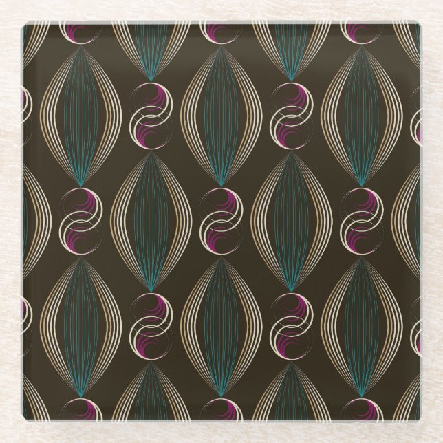 Art deco: geometric vintage pattern. glass coaster (Front)