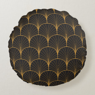 Art Deco, Geometric Vintage Pattern. Round Pillow
