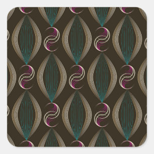 Art deco: geometric vintage pattern. square sticker