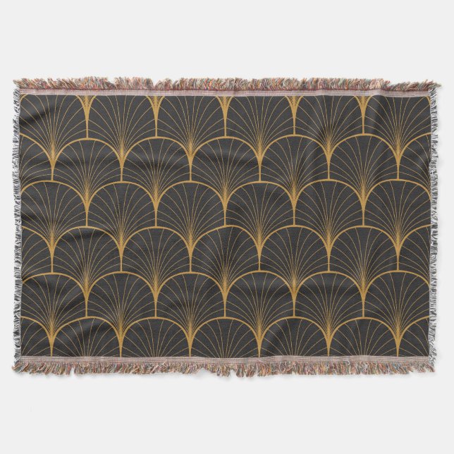 Art Deco, Geometric Vintage Pattern. Throw Blanket (Front)