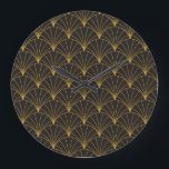 Art Deco geometric, vintage seamless pattern. Large Clock<br><div class="desc">Vintage Art Deco Seamless Pattern. Geometric decorative texture.
Art Deco Glamour: Geometric Beauty Unleashed!
Art Deco Geometric Pattern: Vintage Elegance!
deco, pattern, background, illustration, motif, gold, seamless, decor, nouveau, japanese, flower, fan, tile, shell, geometric, circle, texture, luxury, abstract, fashion</div>