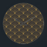 Art Deco geometric, vintage seamless pattern. Large Clock<br><div class="desc">Vintage Art Deco Seamless Pattern. Geometric decorative texture.
Art Deco Glamour: Geometric Beauty Unleashed!
Art Deco Geometric Pattern: Vintage Elegance!
deco,  pattern,  background,  illustration,  motif,  gold,  seamless,  decor,  nouveau,  japanese,  flower,  fan,  tile,  shell,  geometric,  circle,  texture,  luxury,  abstract,  fashion</div>