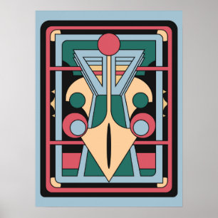 Art Déco Géométrique Rétro Futuriste Paon