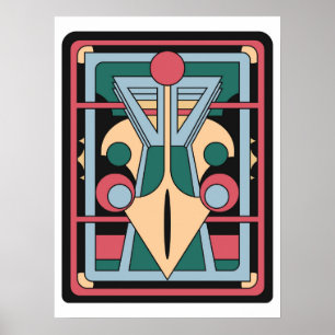 Art Déco Géométrique Rétro Futuriste Paon