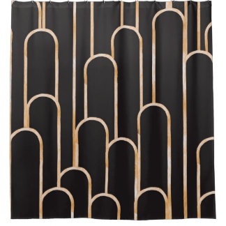 Art Deco Geometry: Gold Watercolor Wallpaper