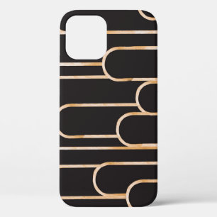 Art Deco Geometry: Gold Watercolor Wallpaper iPhone 12 Case