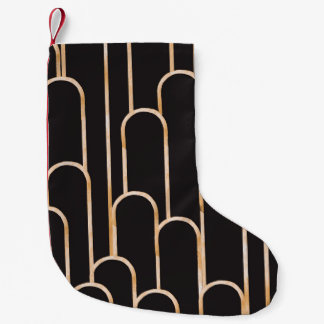 Art Deco Geometry: Gold Watercolor Wallpaper Small Christmas Stocking