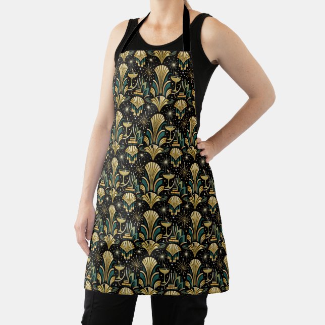 Art Deco Gilded Skyline New Year Pattern Apron (Insitu)