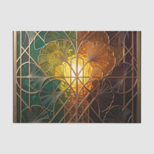 Art Deco Ginkgo Leaf Stained Glass Design Tissue Paper