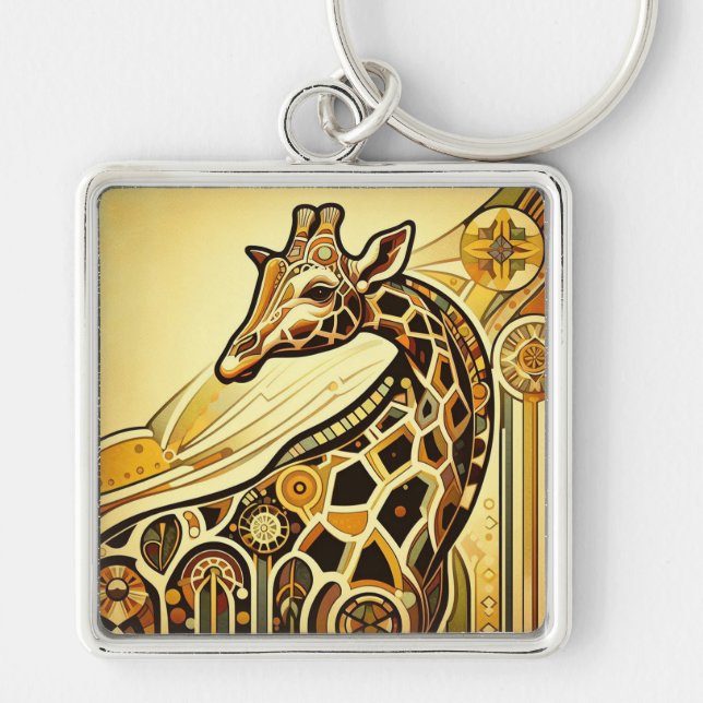Art Deco Giraffe Keychain (Front)