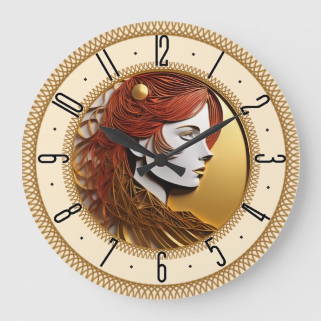 Art Deco girl Large Clock (Front)