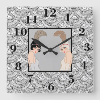 Art Deco Girls Square Wall Clock