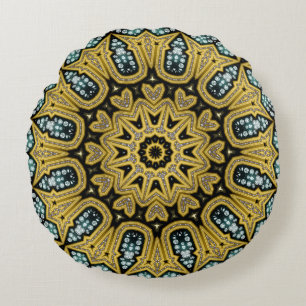 Art Deco Glam Diam Gold Round Pillow