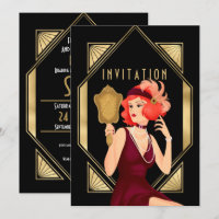 Art Deco Glam Girl 60th Birthday Gold Black