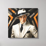 Art Deco Glam: Gold Man Canvas Print<br><div class="desc">Glamourous twenties Art Deco portrait of a sharply dressed man</div>