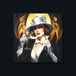 Art Deco Glam: Gold Woman Canvas Print<br><div class="desc">Glamourous twenties Art Deco style portrait of a beautifully dressed woman</div>