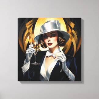 Art Deco Glam: Gold Woman Canvas Print