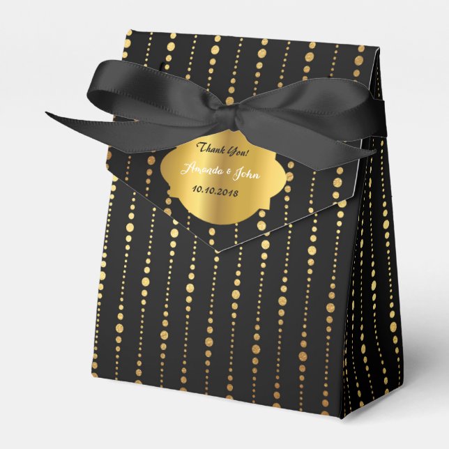 Art Deco Glam Golden Wedding  Favour Thank You Favor Box (Front Side)