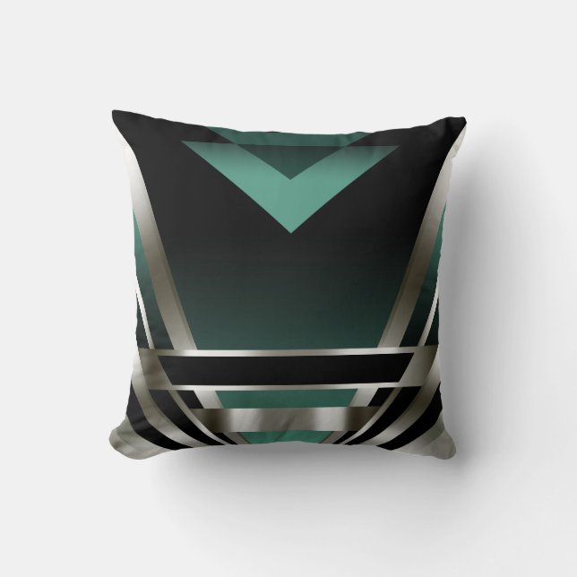 Art Deco Glam Nouveau | teal Throw Pillow (Front)