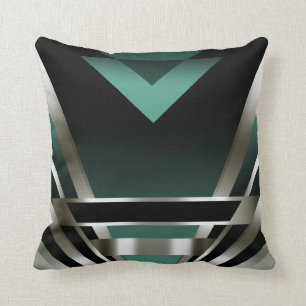 Art Deco Glam Nouveau   teal Throw Pillow