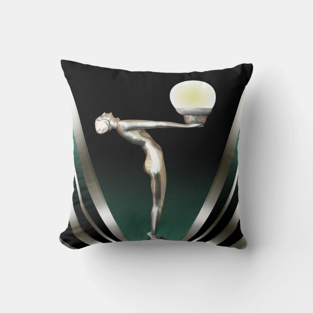 Art Deco Glam Nouveau | teal Throw Pillow (Front)